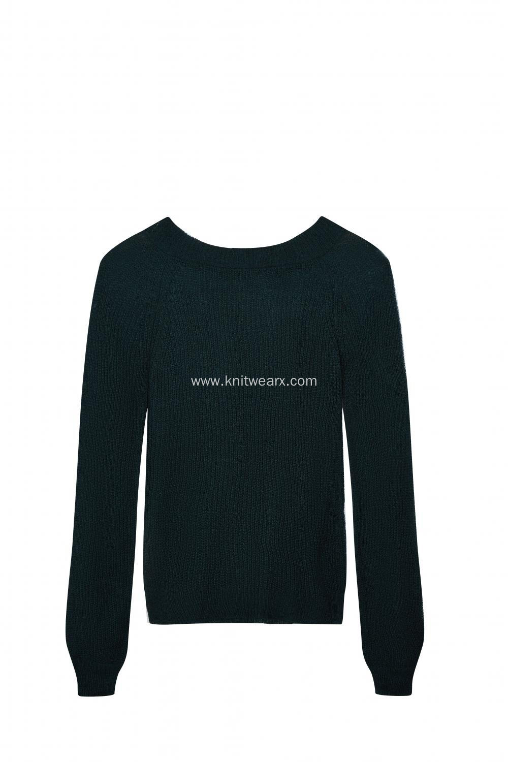 Women's Knitted Mohair Like Loose knitted Crew-Neck Pullover