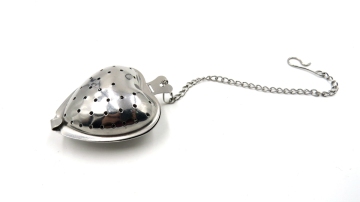 stainless steel chain neck heart shape stainless steel tea strainer