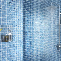 Blue Glass Mosaic Round Edge Backsplash Subway Decoration