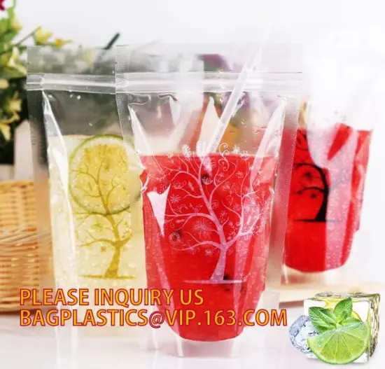 Zipper Top Stand Up Bag For Mango Juice, disposable drinking pouch zipper plastic liquid fruit juice stand up pouch juicy bags p