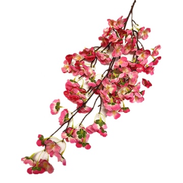 Artificial Silk Cherry Blossom Branch med lång stam för bröllop och heminredning