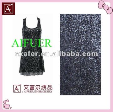 knitting fabric with allover sequin embroidery