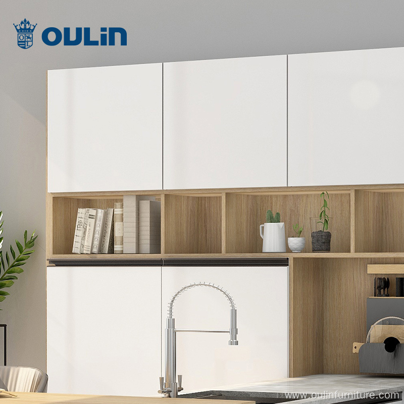 White simple acrylic high gloss kitchen cabinet