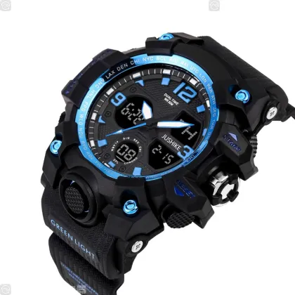CURREN G Men's 50M Waterproof Shock-Resistant Stainless Steel and TPU Strap Sports Digital Watch