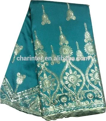 high quality George fabric(PG14009) raw silk embroidery George lace