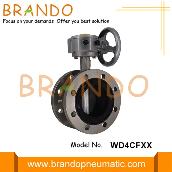 Stainless Steel Wheel Worm Gear Double Flange Butterfly Valve
