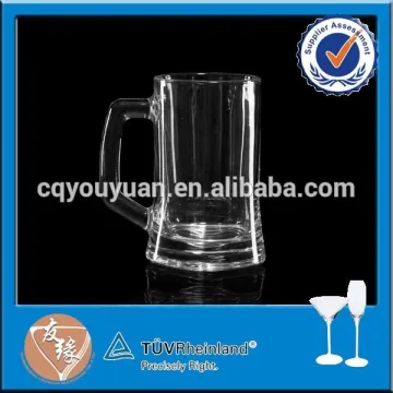 Pressed 12oz beer glass mug with handle