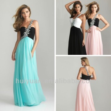 Chiffon One-shoulder Black White Dresses