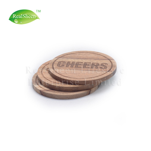 Round Laser Engraved Acacia Wooden Coaster For Drink