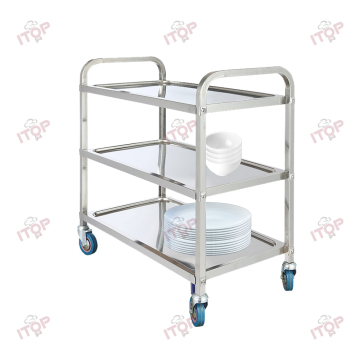 Premium Stainless Steel Dining Car Serving Cart for Hotels and Restaurants with Silent Wheels