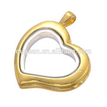 customize logo glasses photo frame charms disc gold plating heart pendant