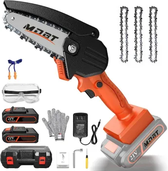 21V Rechargeable Battery-Powered One-Handed Electric Chainsaw for Tree Trimming and Wood Cutting