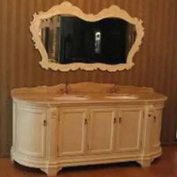 Bathroom Furniture with Wash Basin, Wooden Cabinet, Bath Mirror and Sink Faucets