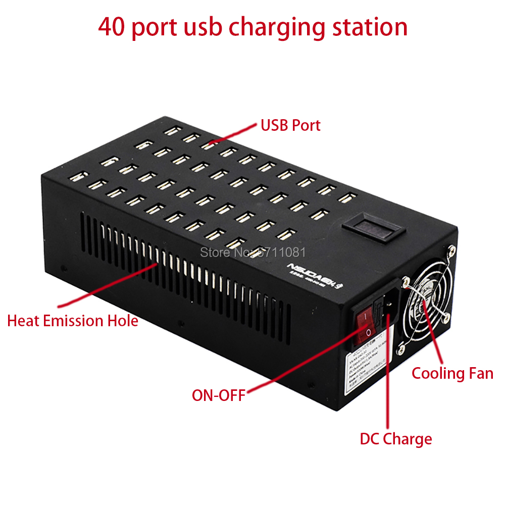 40 port usb charging station 300W