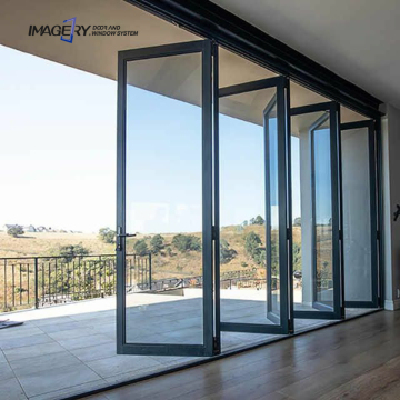 Modern Aluminum Folding Door - Double Glazed, Anti-Pinch, Hand-Finished Surface