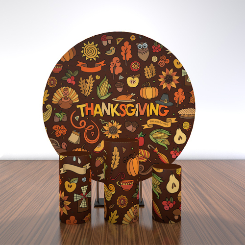 008 Festival Thanksgiving Food animals Round Stand Backdrop