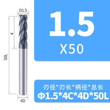 45HRC Carbide Flat End Mill 4f Coating negro