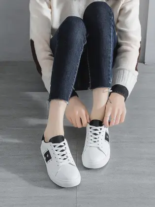 2021 side pu with five-pointed star women shoes