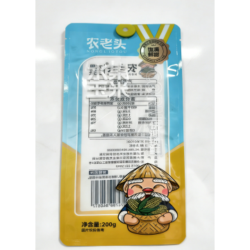 Poche à trou de suspension à trois joints latéraux avec fenêtre pour maïs frais