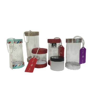 colorful glitter lid transparent cylinder paper tube box
