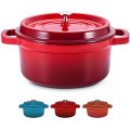 Enameled Cast Iron Dutch Oven Non Stick Bread Baking Pot With Lid Suitable For Bread Baking Use On Gas Electric Oven Red