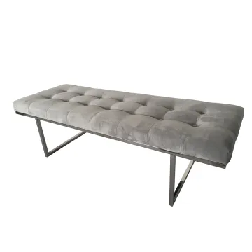 LC41 Modern Grey Velvet Bench Ottoman for Living Room