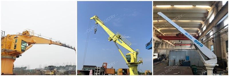 Telescopic boom marine crane