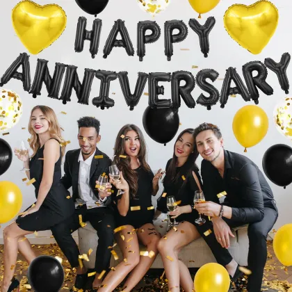 Black anniversary commemorative balloons