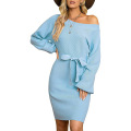 Women's Elegant Long Lantern Sleeve Dress