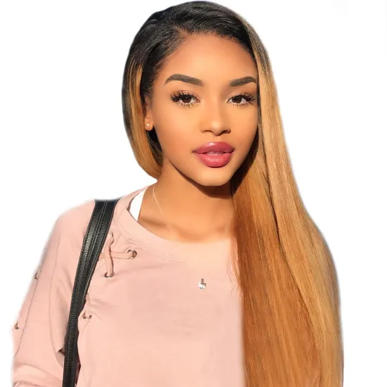 Wholesale 100% Virgin Human Hair Wig Vendor Supply Two Tone Ombre 1b 27 Human Hair Ladies Front Lace Wig With Baby Hair