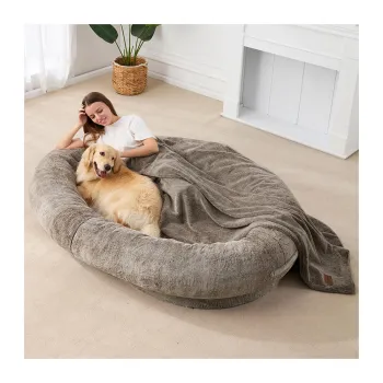 Washable Giant Beanbag Bed: Human & Pet Sized Fur Cover