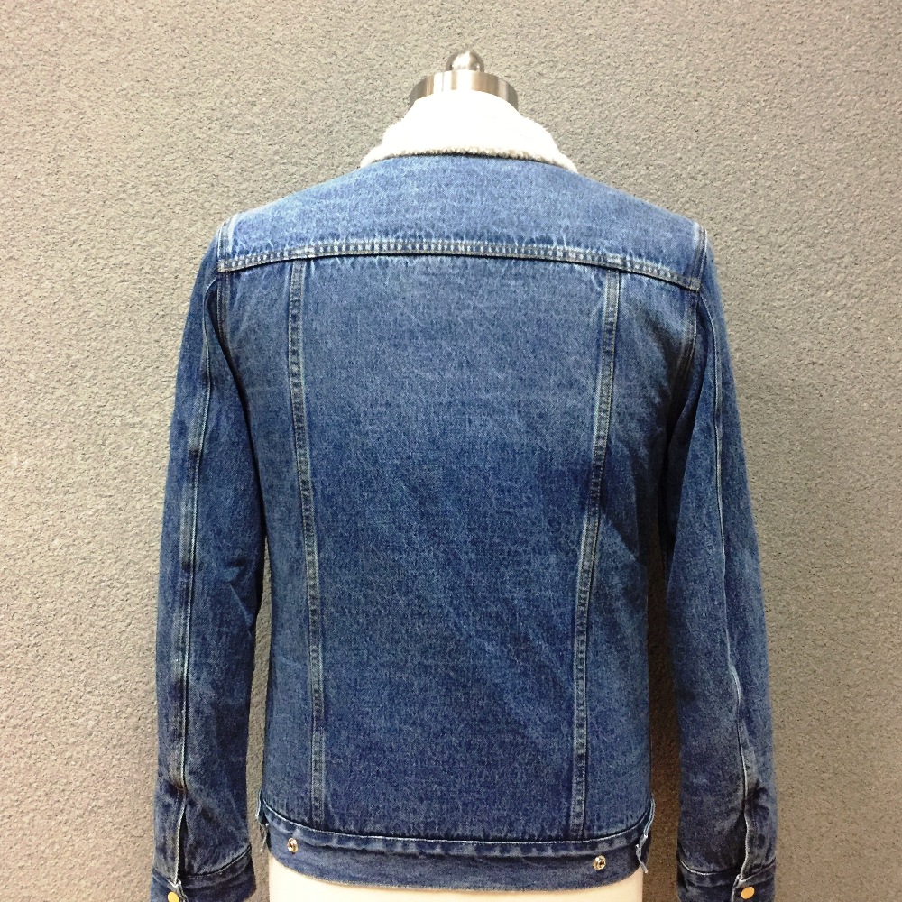 Men's cotton denim double pocket padded jacket
