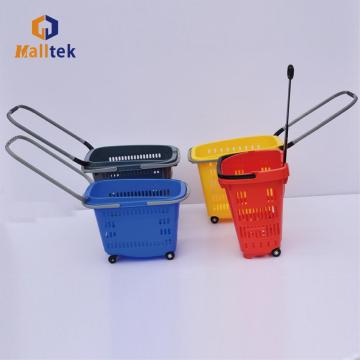 Multifunctional rolling plastic shopping basket Trolley