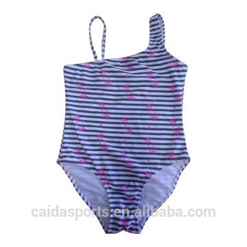 Black linear design baby girl swimwear one piece