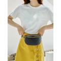 Trendy fanny pack pure color embroidered pu leather practical crossbody bag mobile phone waist belt bag women