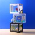 Mini Transparent Aquarium Light Lamp Fish Tank Home Office Tea Table Decoration Small Building Block Fish Tank