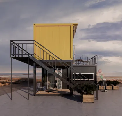 Container house is for living and coffee shop