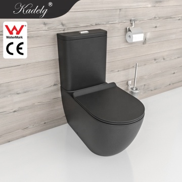 High End Modern Matt Black Rimless Two Piece Back to Wall Toilet Bowl