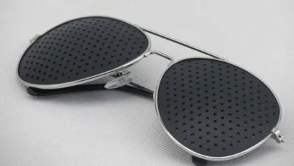 Pinhole aviator glasses metal frame black lenses ponhole glasses for eyes relaxed