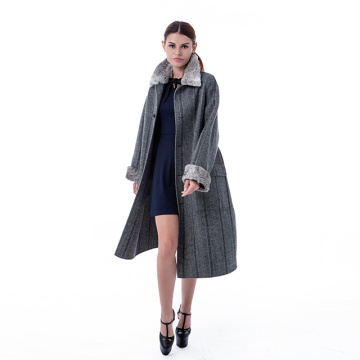 Fashionable grey cashmere overcoat