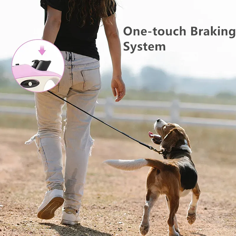 Retractable Nylon Walking Pet Cat Training LED Strip Dog Rope Leash