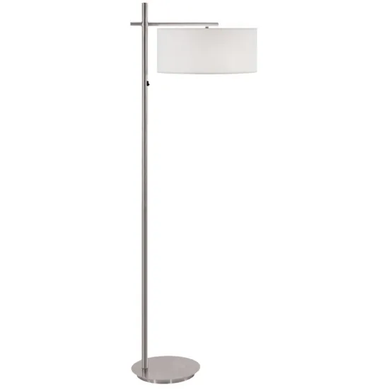 UL Listed Hotel Guest Room Polished Nickel Floor Lamp with White Fabric
