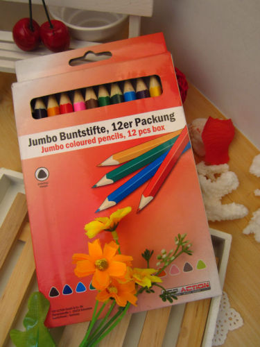 color pencil /senior jumbo color pencil/ triangle Jumbo color pencil /12 pc jumbo color pencil in paper box /kids gift