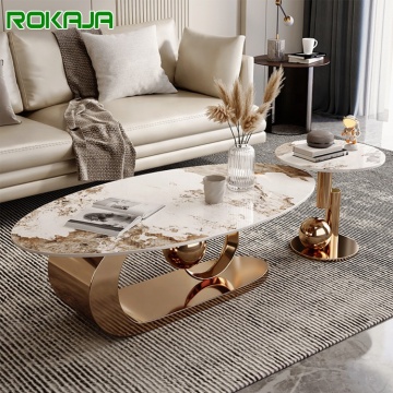 Luxe ovale salontafel met Afrikaanse marmeren top