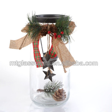 colorful cheap glass hurricane with hemp rope handle