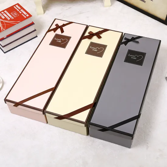 Rectangle Rose Flower Box with Ribbon