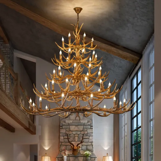 Deer Antler Chandelier Hotel Lobbies: Shabby Chic Style and Luxury Hotel Décor for Sale