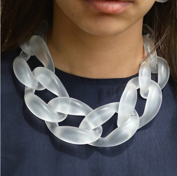 Transparent Colours Dull Polish Acrylic Clasped Huge Short Necklace