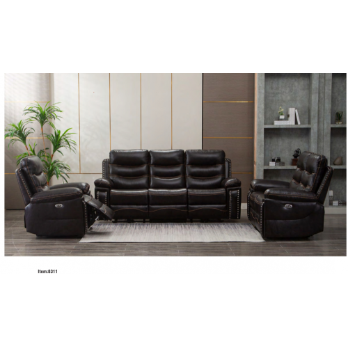 Brown Color Leather Recliner Sofa Leather Recliner Sofa Set With USB Charge Factory