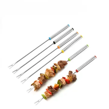 Grill Skewers Amazon popular Roasting Sticks Camping BBQ Forks Stainless Steel Kitchen Accessories Tools